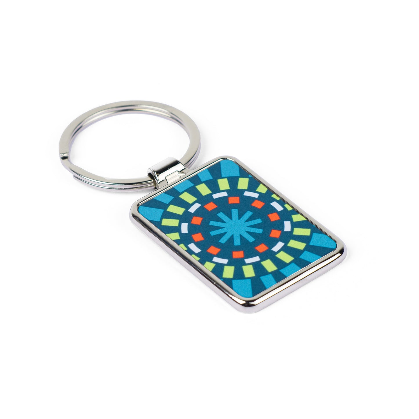 Keyring Silver Curved Rectangular