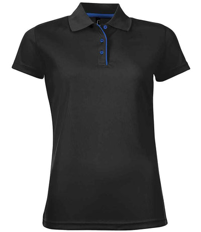 SOL'S Ladies Performer Piqué Polo Shirt - Black