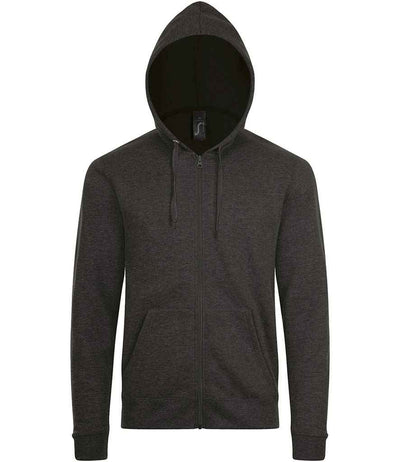SOL'S Stone Zip Hooded Sweatshirt - Charcoal Marl