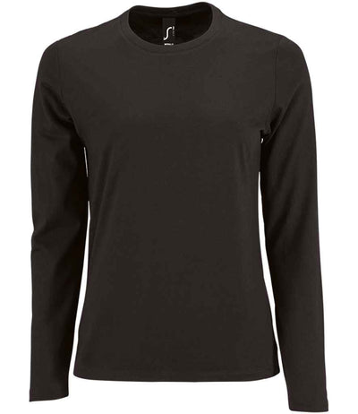 SOL'S Ladies Imperial Long Sleeve T-Shirt - Deep Black