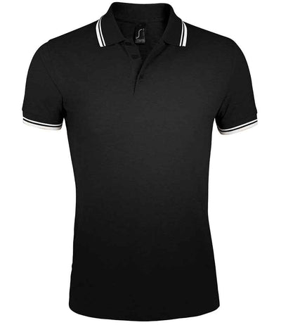 SOL'S Pasadena Tipped Cotton Piqué Polo Shirt - Black/White