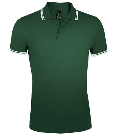 SOL'S Pasadena Tipped Cotton Piqué Polo Shirt - Forest Green/White