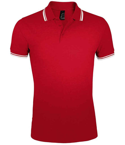SOL'S Pasadena Tipped Cotton Piqué Polo Shirt - Red/White