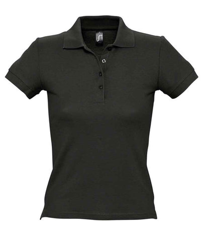 SOL'S Ladies People Cotton Piqué Polo Shirt - Black