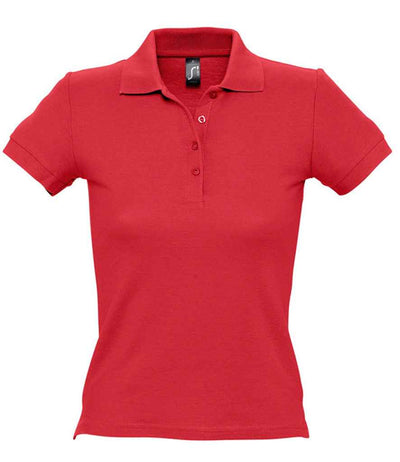 SOL'S Ladies People Cotton Piqué Polo Shirt - Red