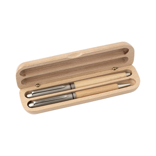 Beech wood writing set