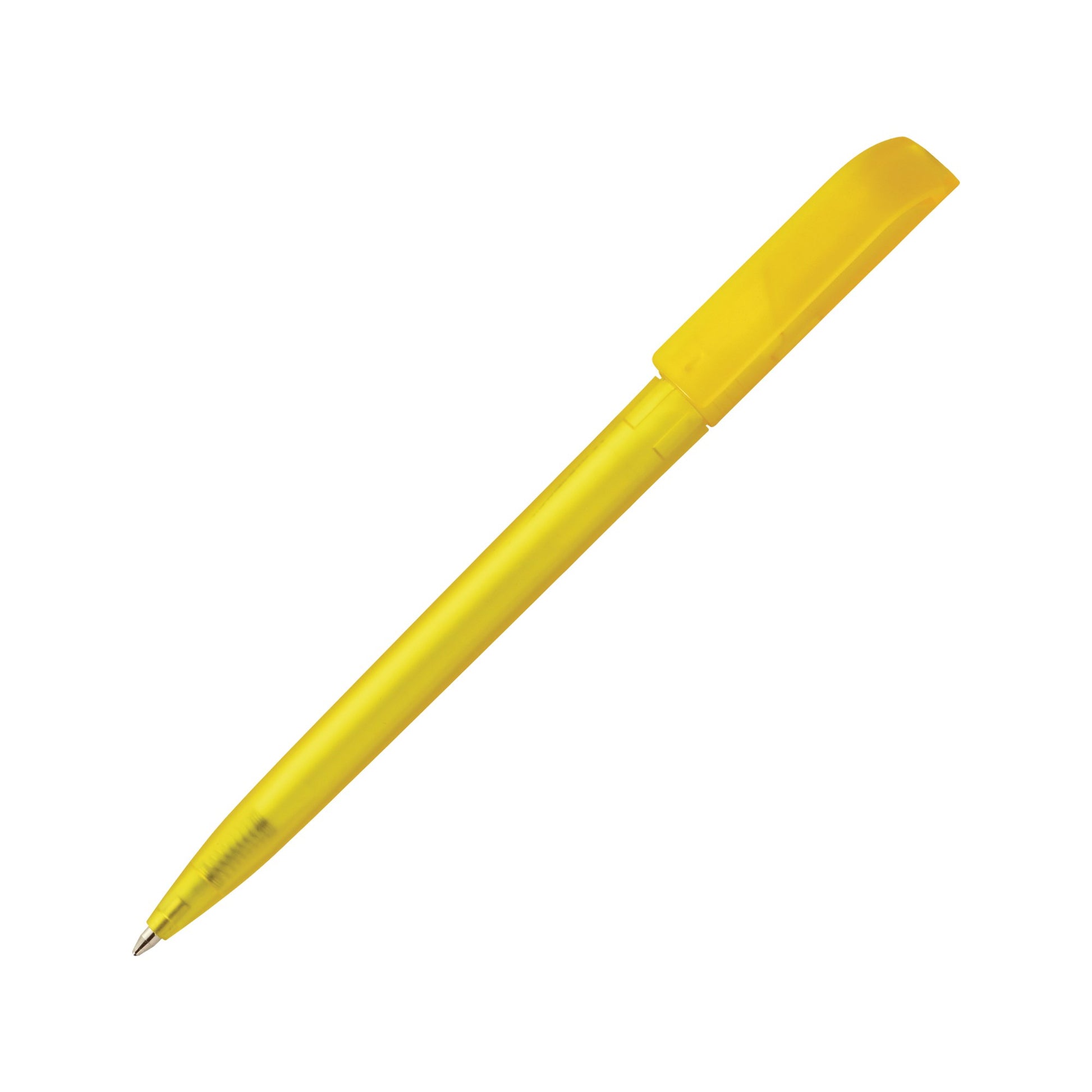 Twist action frosted plastic ballpen