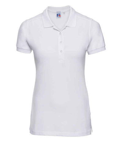 Russell Athletic Ladies Stretch Piqué Polo Shirt - White