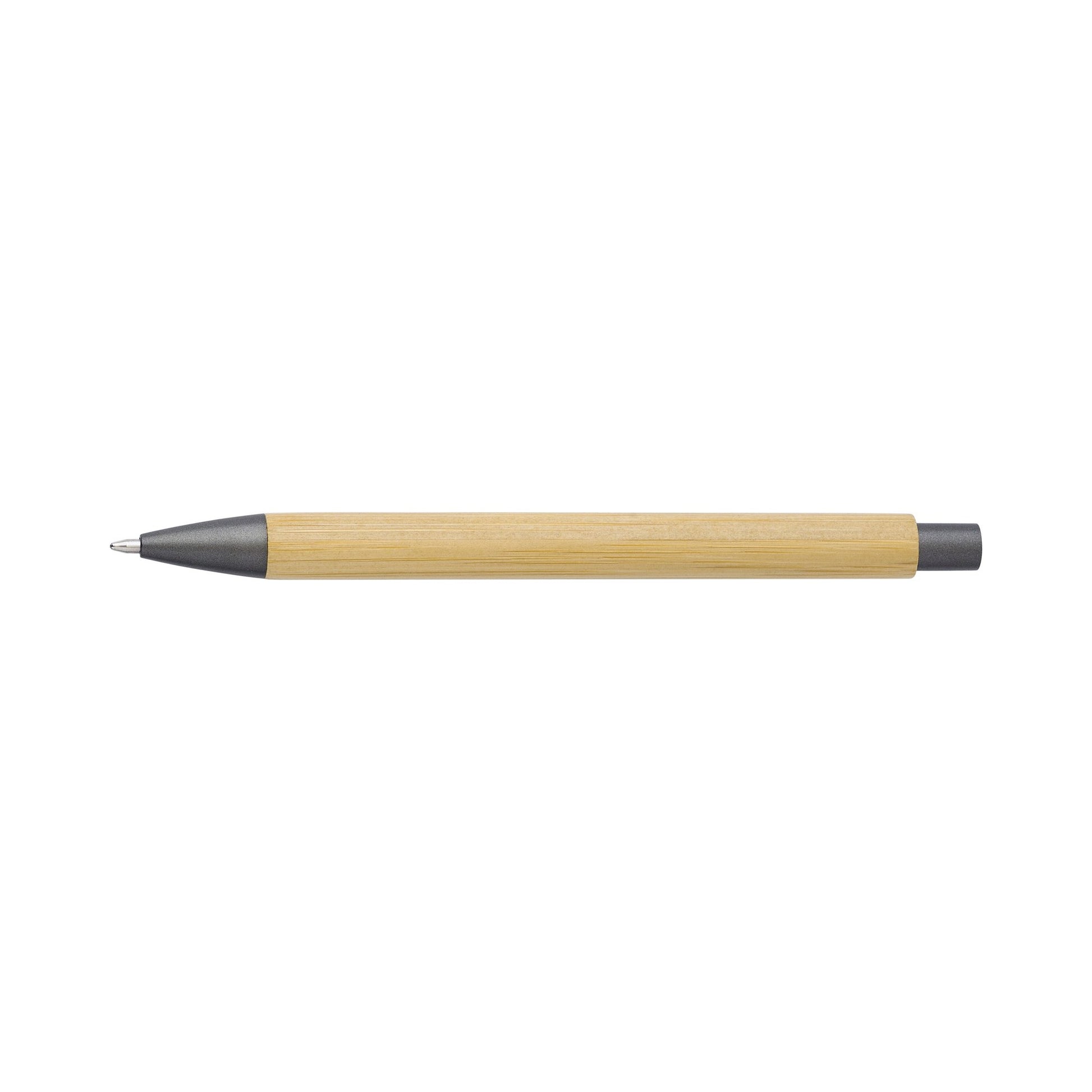 Bamboo and plastic ballpen.  Blue ink. 