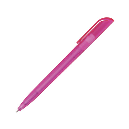 Twist action frosted plastic ballpen