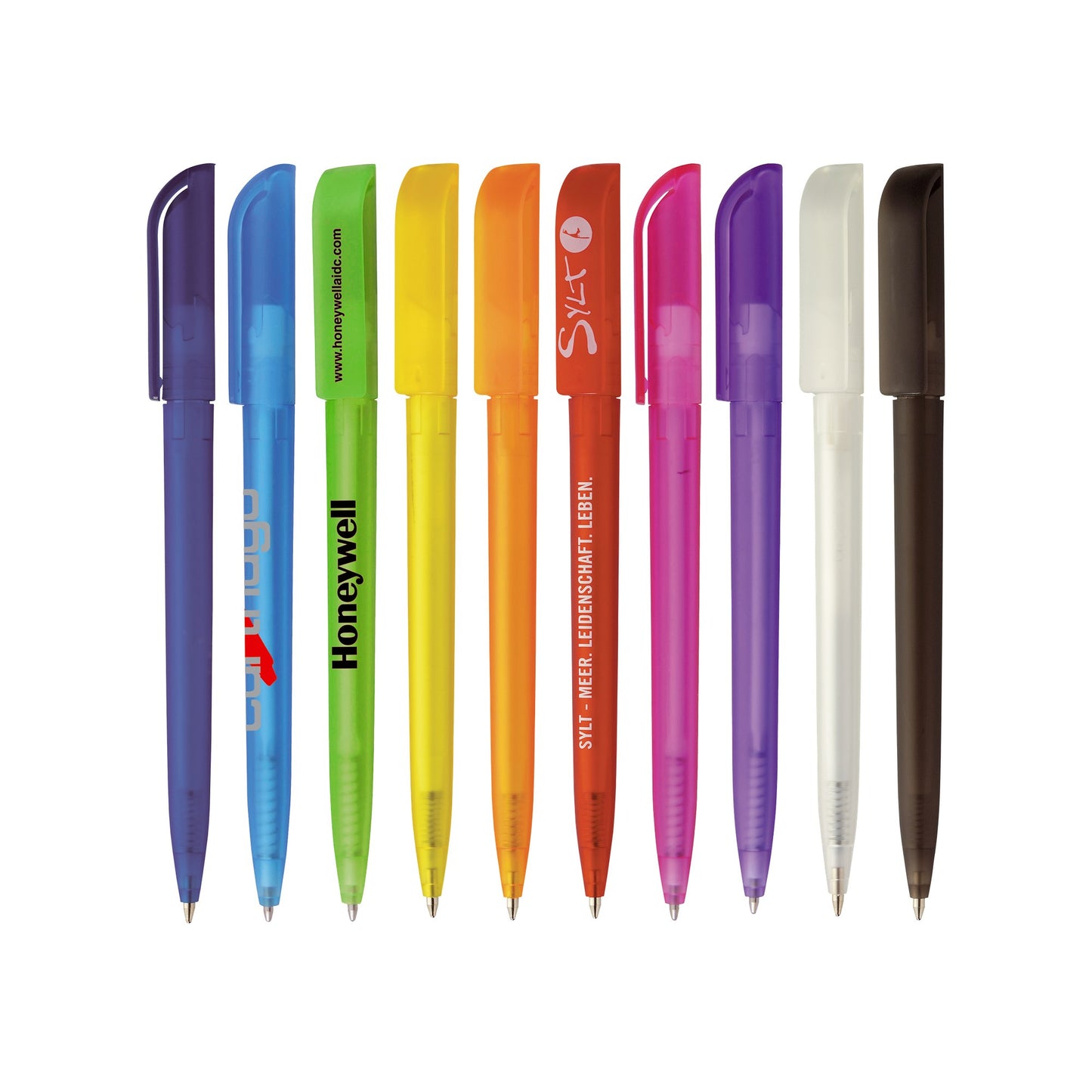 Twist action frosted plastic ballpen