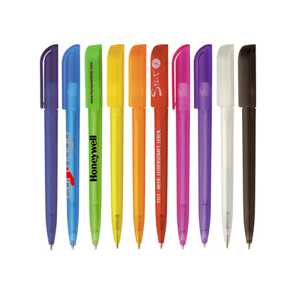 Twist action frosted plastic ballpen