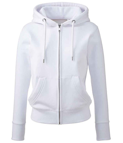 Anthem Ladies Organic Full Zip Hoodie - White