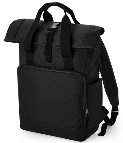 BagBase Recycled Twin Handle Roll-Top Laptop Backpack - Black