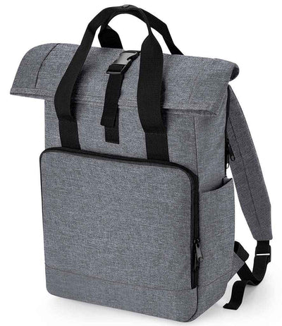BagBase Recycled Twin Handle Roll-Top Laptop Backpack - Grey Marl