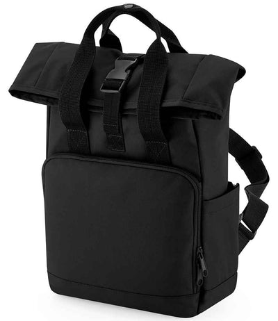 BagBase Recycled Mini Twin Handle Roll-Top Backpack - Black