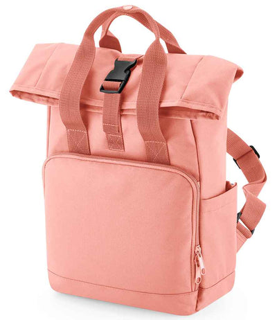 BagBase Recycled Mini Twin Handle Roll-Top Backpack - Blush Pink