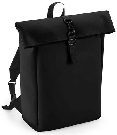BagBase Matte PU Roll-Top Backpack - Black