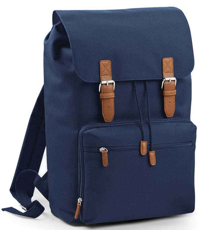 BagBase Vintage Laptop Backpack - French Navy/Brown