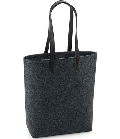 BagBase Premium Felt Tote Bag - Charcoal Melange/Black