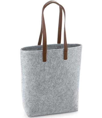 BagBase Premium Felt Tote Bag - Grey Melange/Tan