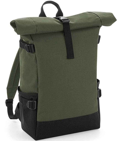 BagBase Block Roll-Top Backpack - Olive Green/Black