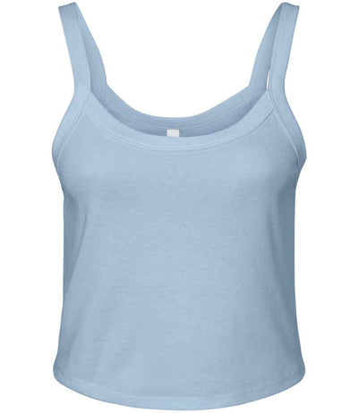 Bella Ladies Micro Rib Spaghetti Strap Tank Top - Solid Baby Blue Blend
