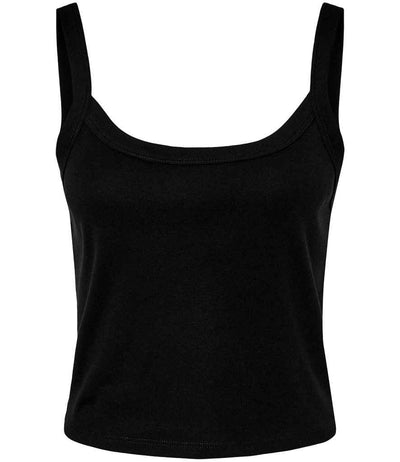 Bella Ladies Micro Rib Spaghetti Strap Tank Top - Solid Black Blend