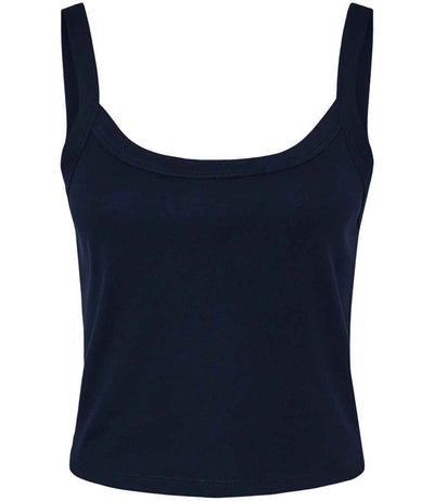 Bella Ladies Micro Rib Spaghetti Strap Tank Top - Solid Navy Blend