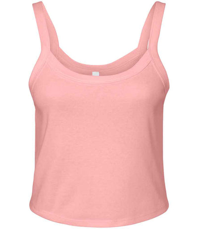 Bella Ladies Micro Rib Spaghetti Strap Tank Top - Solid Pink Blend