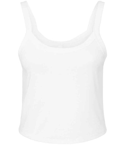 Bella Ladies Micro Rib Spaghetti Strap Tank Top - Solid White Blend