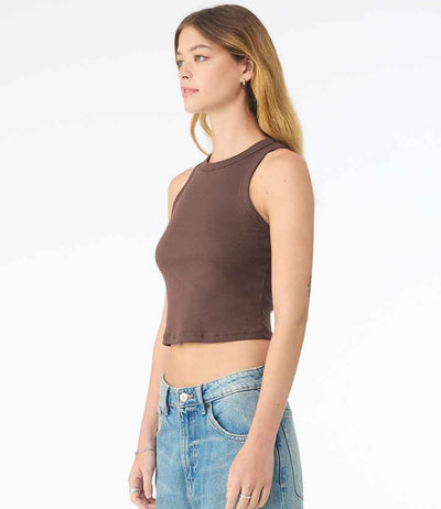 Bella Ladies Micro Rib Racer Tank Top - Solid cocoa blend