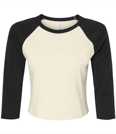Bella Ladies Micro Rib 3/4 Raglan Baby T-Shirt - Natural/Black