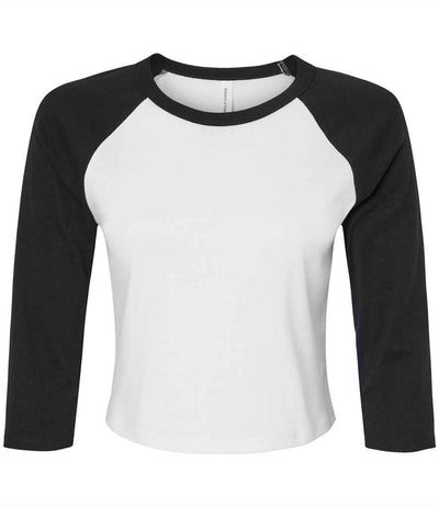 Bella Ladies Micro Rib 3/4 Raglan Baby T-Shirt - White/Black