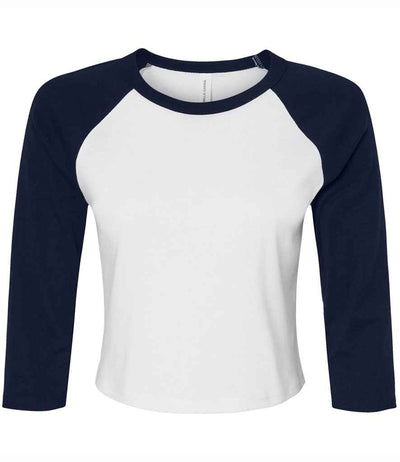 Bella Ladies Micro Rib 3/4 Raglan Baby T-Shirt - White/Navy