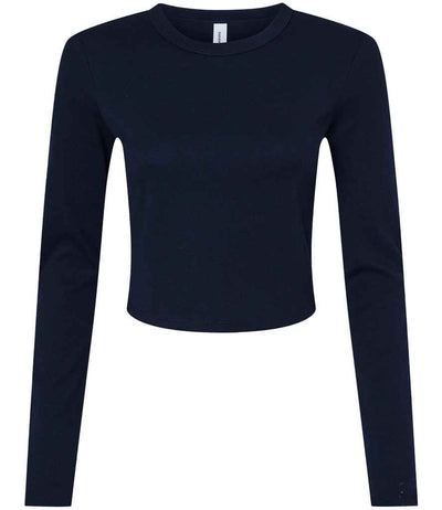 Bella Micro Rib Long Sleeve Baby T-Shirt - Solid Navy Blend