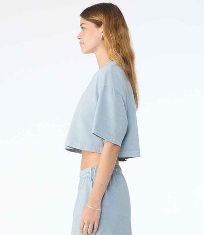 Bella Ladies Heavyweight Washed Cropped T-Shirt - Washed Denim