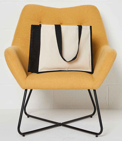 Brand Lab Jute and Canvas Shopper - Natural/Black