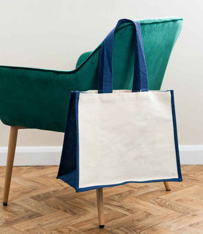 Brand Lab Jute and Canvas Shopper - Natural/Navy