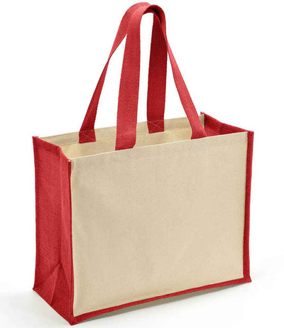 Brand Lab Jute and Canvas Shopper - Natural/Red
