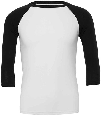 Canvas Unisex 3/4 Sleeve Baseball T-Shirt - White/Black