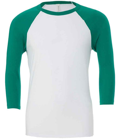 Canvas Unisex 3/4 Sleeve Baseball T-Shirt - White/Kelly Green
