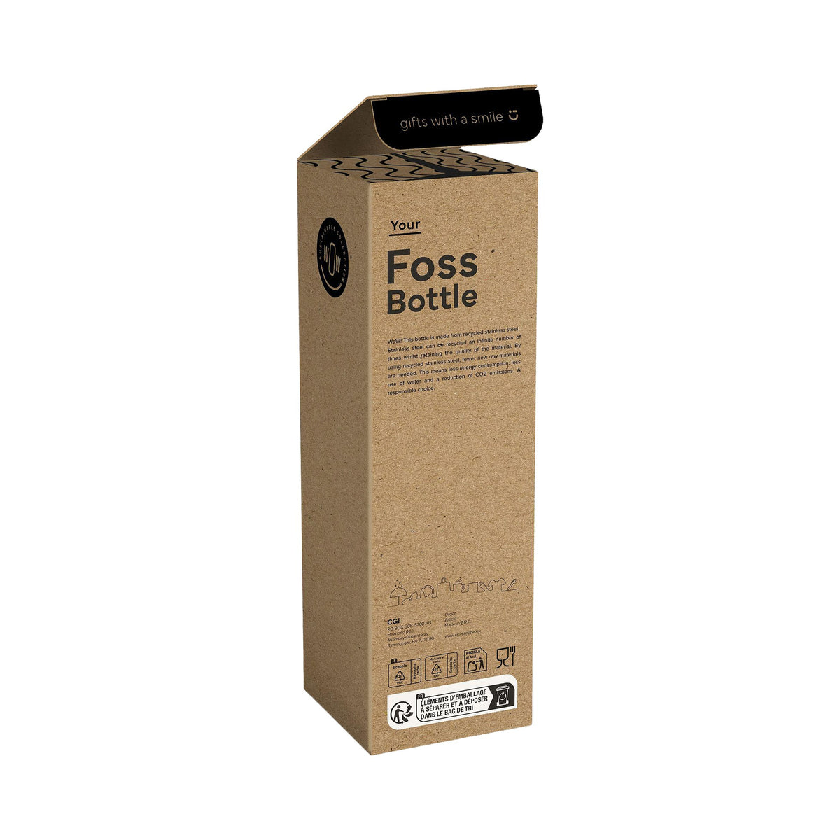 Recycled stainless steel double walled bottle (600ml)
