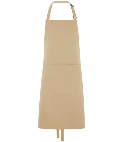Dennys Polyester Bib Apron with Pocket - Biscuit