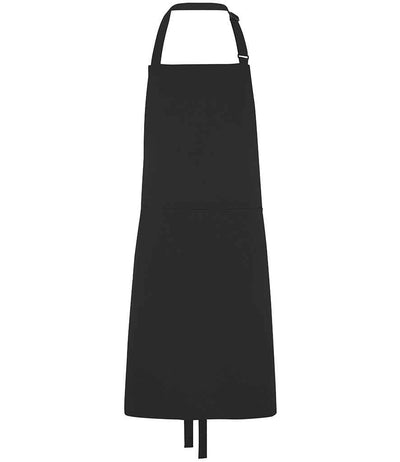 Dennys Polyester Bib Apron with Pocket - Black