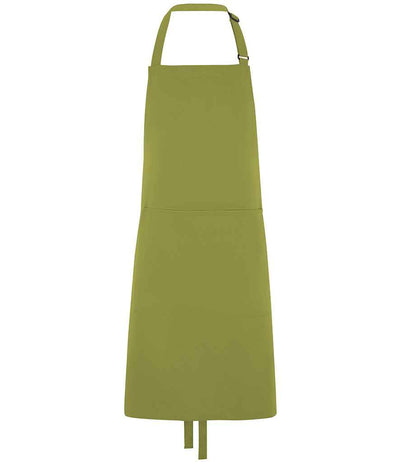 Dennys Polyester Bib Apron with Pocket - Light Olive
