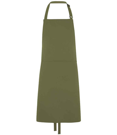 Dennys Polyester Bib Apron with Pocket - Olive Green