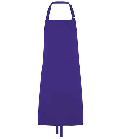 Dennys Polyester Bib Apron with Pocket - Purple