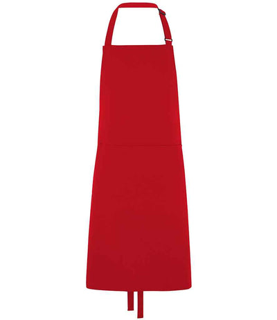 Dennys Polyester Bib Apron with Pocket - Red