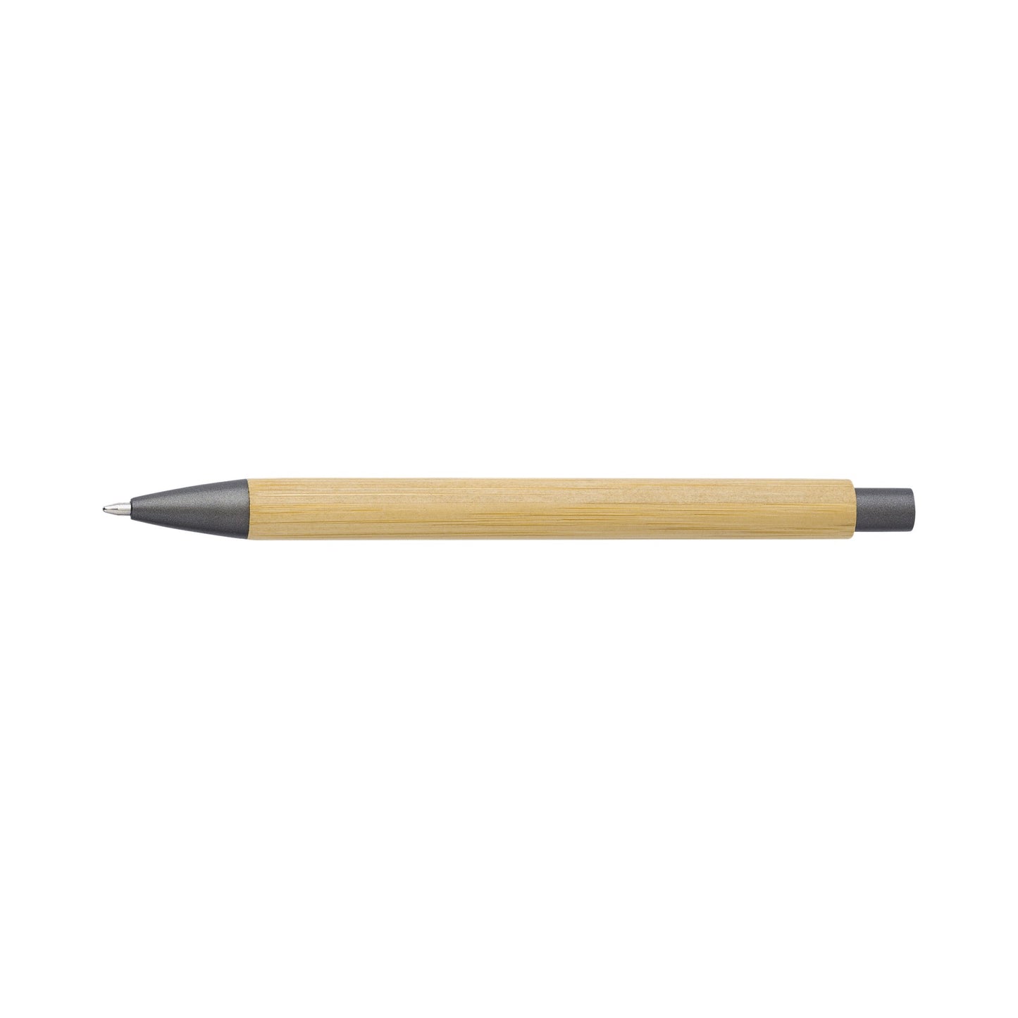 Bamboo and plastic ballpen.  Blue ink. 